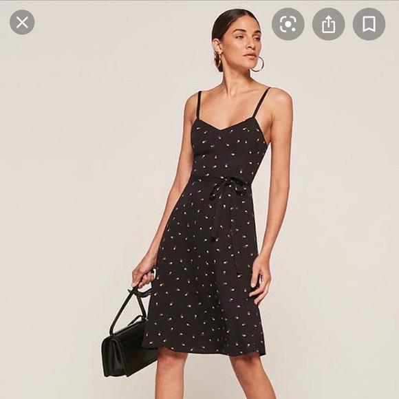 Reformation Dresses & Skirts - Reformation Bessie Flower Midi Dress in Black